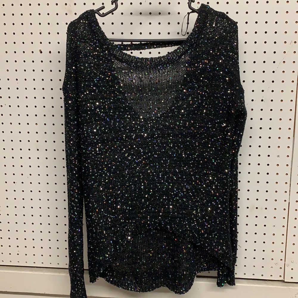Black sweater with iridescent sequins by Material Girl size medium